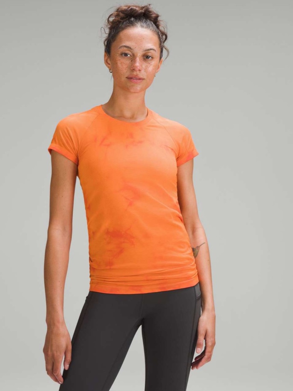 Lululemon Swiftly Tech Short-Sleeve Shirt 2.0 Marble Dye Solar Orange Size 8
